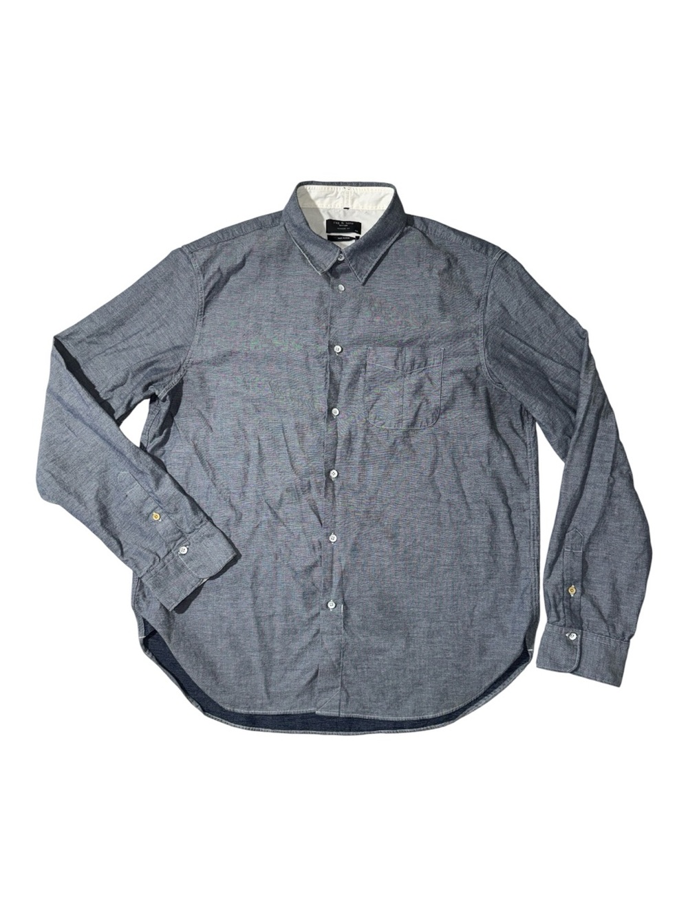 Rag & Bone mens 2XL XXL blue classic fit blue cotton button up shirt EUC